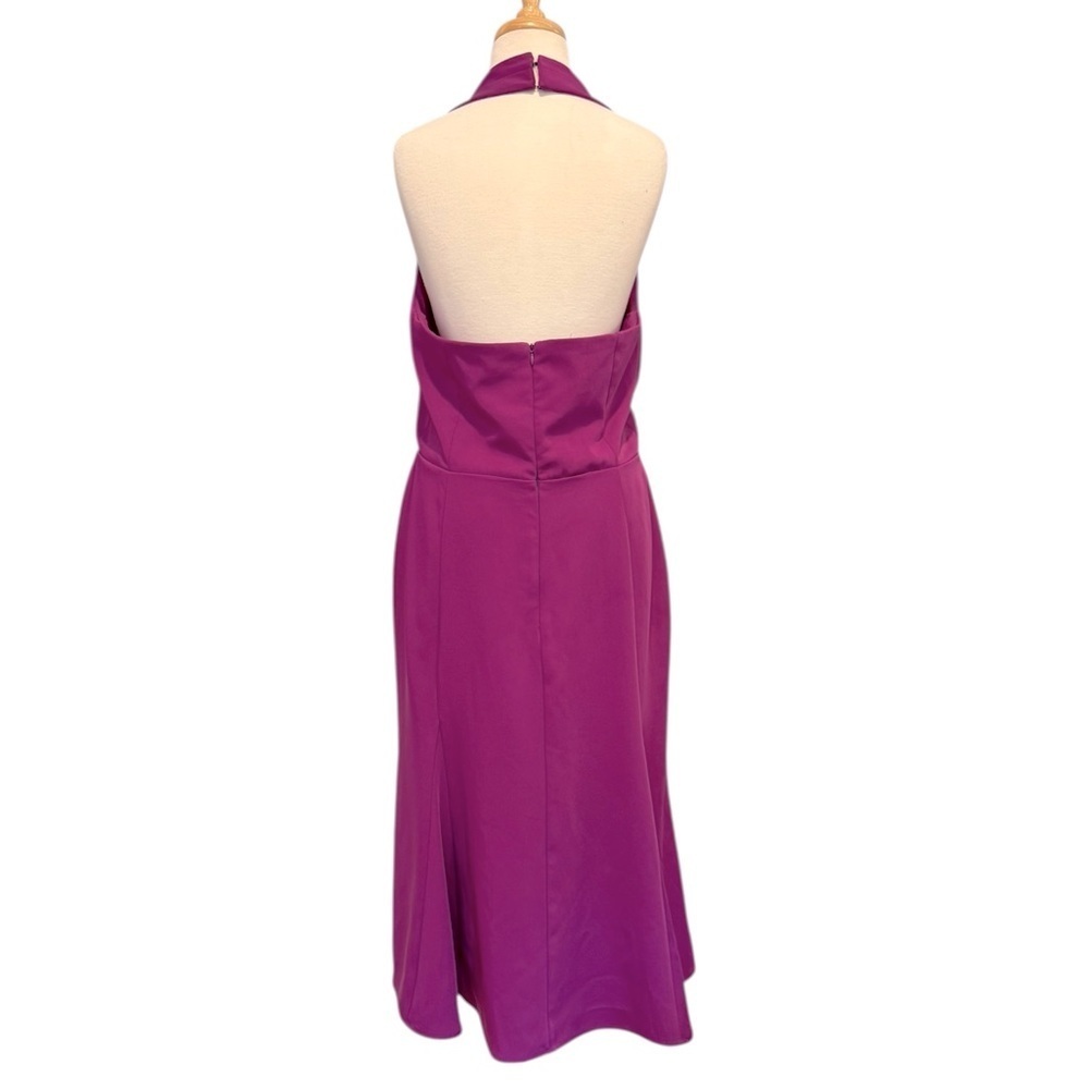 Harlyn Orchid Fit and Flare Halter Dress Plunging Drape Neckline Open Back XL - Picture 5 of 12